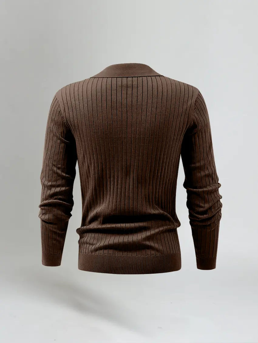 Old Money Brown Long Sleeve Polo