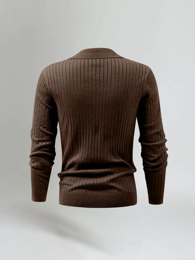 Old Money Brown Long Sleeve Polo