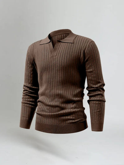 Old Money Brown Long Sleeve Polo