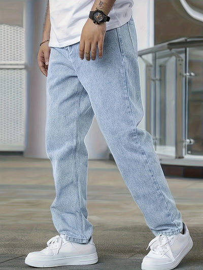 Light Wash Straight Leg Jeans Men