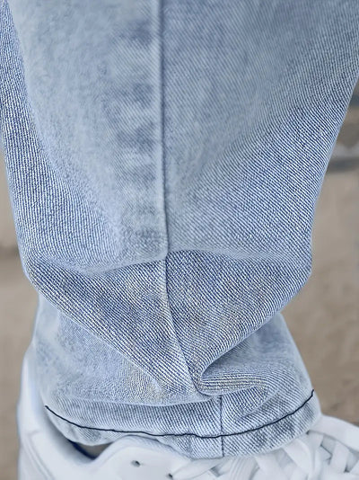 Light Wash Straight Leg Jeans Men