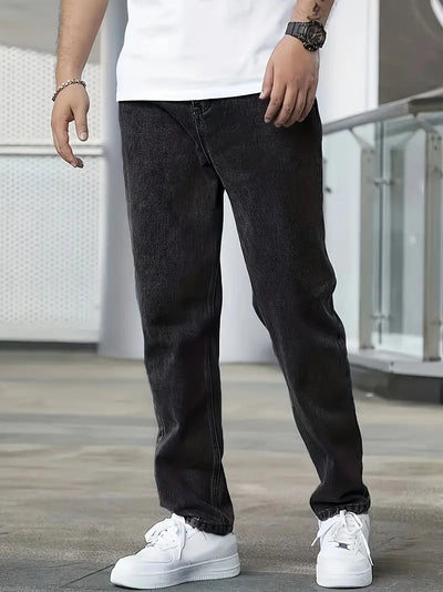 Light Wash Straight Leg Jeans Men