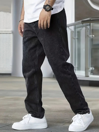 Light Wash Straight Leg Jeans Men