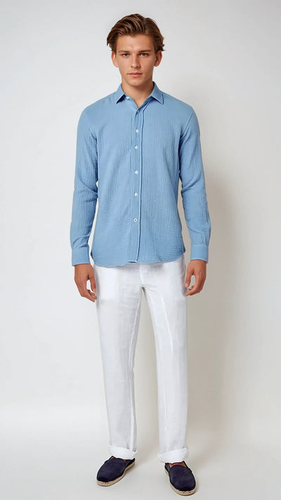 Evan - Old Money White Linen Trousers