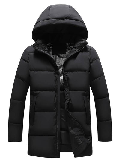 Chris - Long Quilted Men's Winter Coat with Hood
