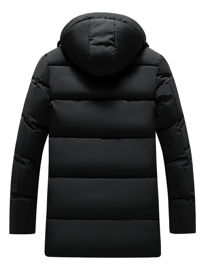 Chris - Long Quilted Men's Winter Coat with Hood