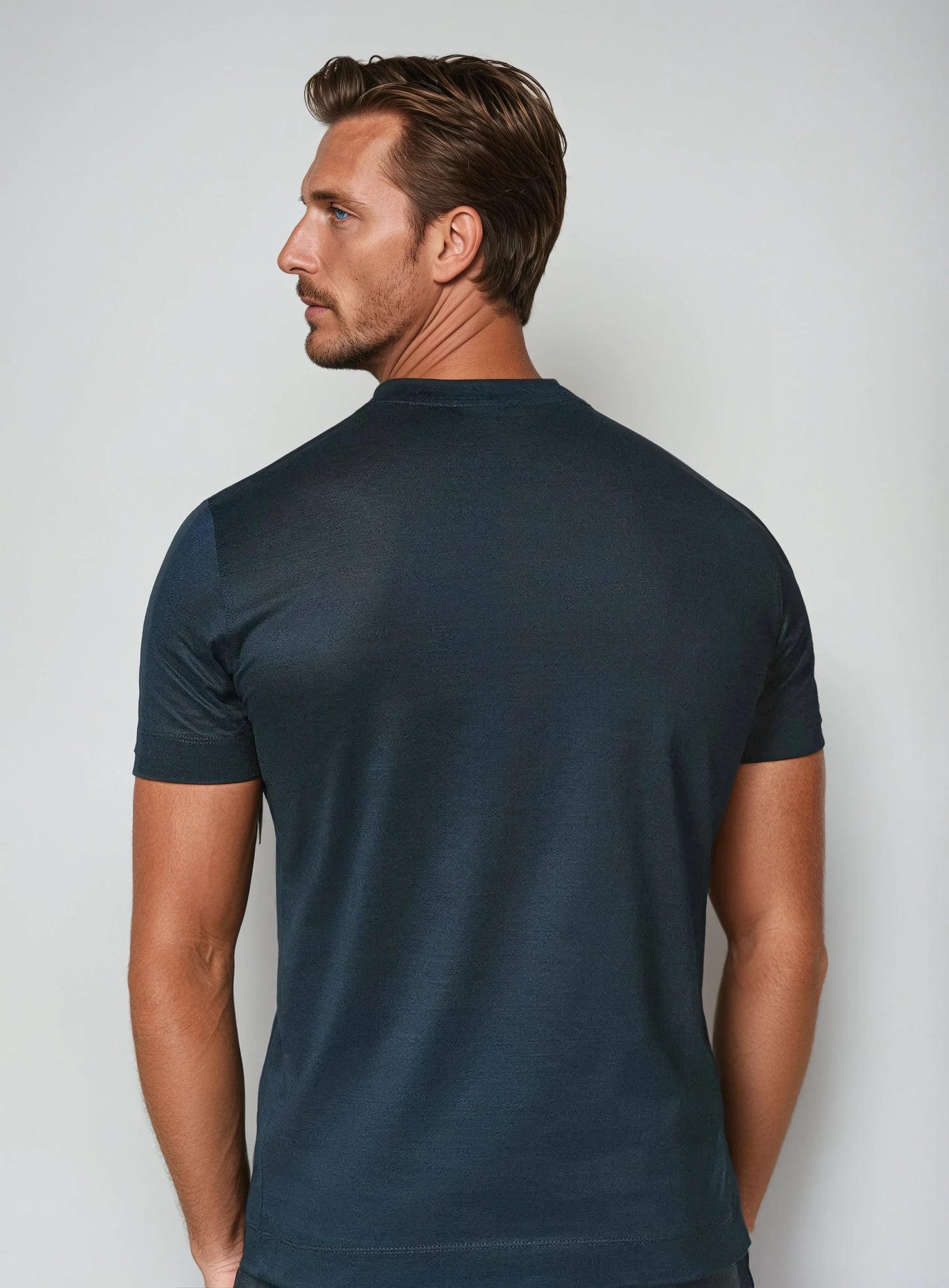 Marineblaues Baumwoll T-Shirt Herren