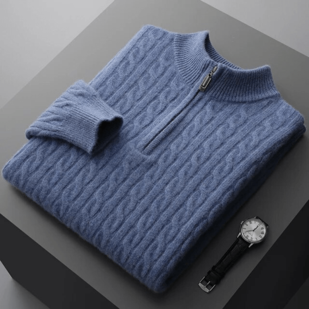 Herren-Kaschmirpullover-blau-mit-halbem-Reißverschluss-Design-zeitlose-Eleganz-verleiht-raffinierten-Charme