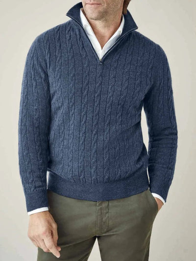 herren-mitternachtsblau-kabelstrickpullover-mit-halbreißverschluss-edles-design-und-klassische-silhouette-für-gehobenen-stil