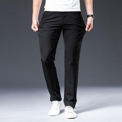 Herren-elegante-gerade-geschnittene-schwarze-hose-mit-schmalem-taillenbund