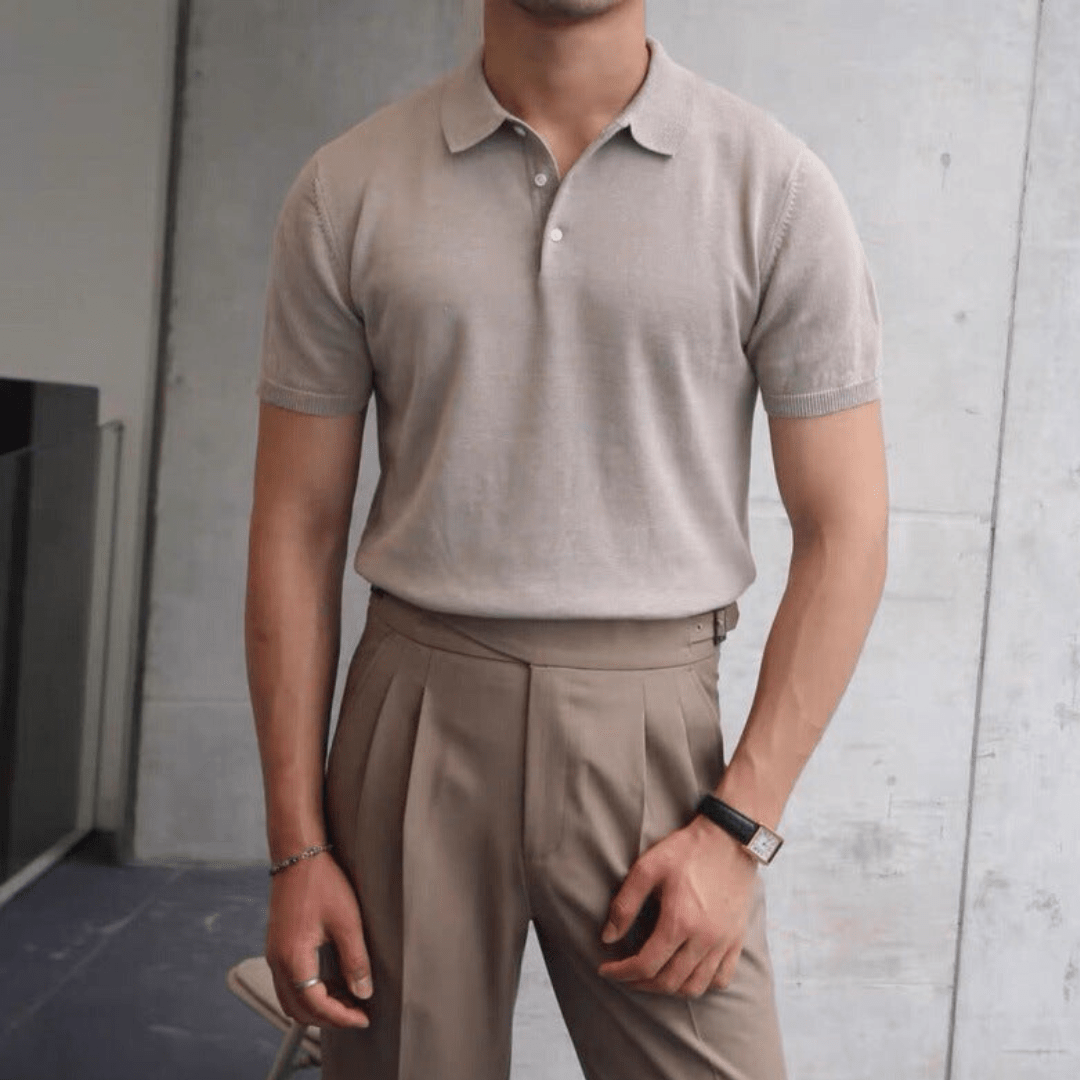 Herren-beige-Samba-Polohemd-vintage-inspirierter-Stil-klassische-Passform