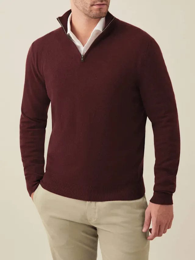 Herren-Lavarot-Wildleder-Strickpullover-mit-nahtlosen-Kanten-und-modernem-Reißverschluss-Design