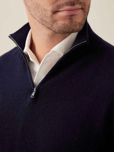 Marco Marino - Zipper Lagen Kaschmir Herren Style Strickjacke - davinci-wear