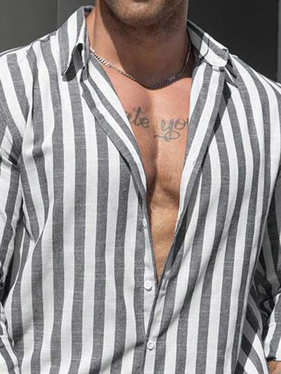 Marco Marino Gestreiftes Sommerhemd Herren - Stilvolles und Bequemes Gestreiftes Hemd für Herren