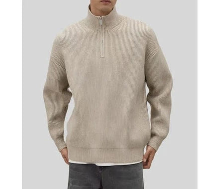 Herren Strickpullover mit Halb-Reißverschluss, atmungsaktiv und komfortabel.