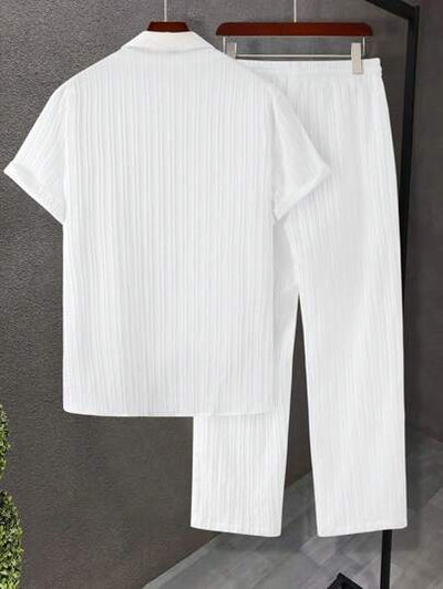 Herren-Button-Up-Hemd und Hose mit Kordelzug von Marco Marino™, vielseitig und stilvoll.