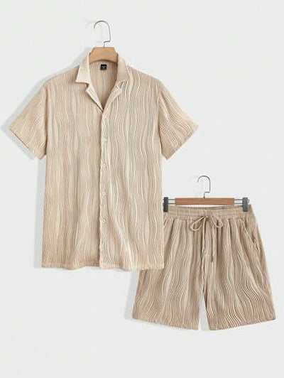 Marco Marino™ Herren Kurzarm-Shirt und Shorts Set in Unifarben für lässige Sommermode.