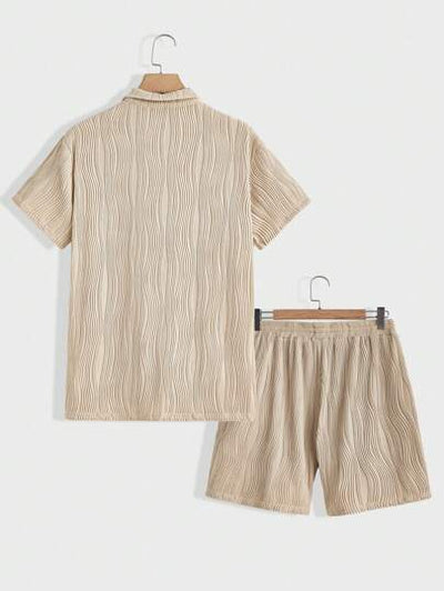 Marco Marino™ Herren Kurzarm-Shirt und Shorts Set in Unifarben für lässige Sommermode.