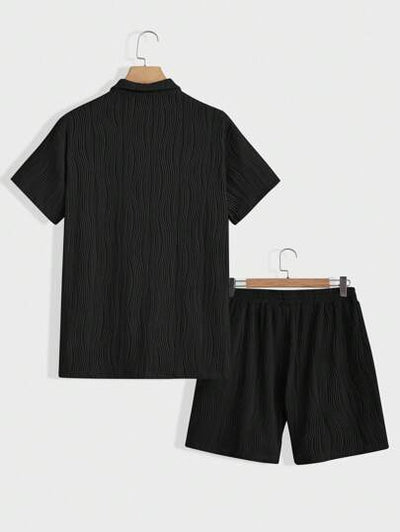 Marco Marino™ Herren Kurzarm-Shirt und Shorts Set in Unifarben für lässige Sommermode.