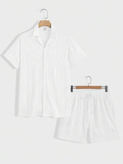 Marco Marino™ Herren Kurzarm-Shirt und Shorts Set in Unifarben für lässige Sommermode.