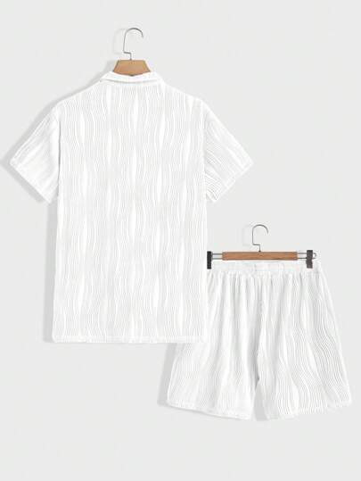 Marco Marino™ Herren Kurzarm-Shirt und Shorts Set in Unifarben für lässige Sommermode.