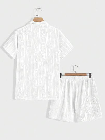 Marco Marino™ Herren Kurzarm-Shirt und Shorts Set in Unifarben für lässige Sommermode.