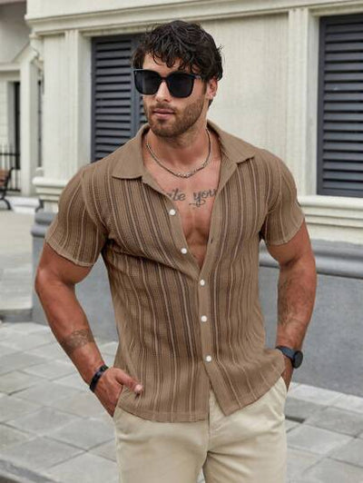 Marco Marino™ Herren Sommerhemd in Unifarben, leicht und atmungsaktiv.