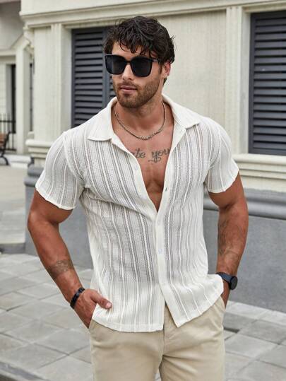 Marco Marino™ Herren Sommerhemd in Unifarben, leicht und atmungsaktiv.