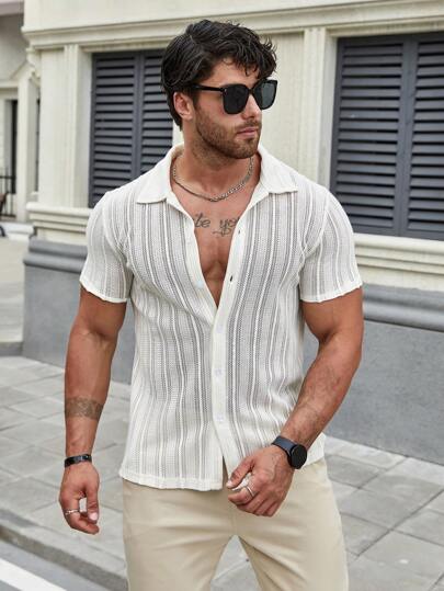 Marco Marino™ Herren Sommerhemd in Unifarben, leicht und atmungsaktiv.