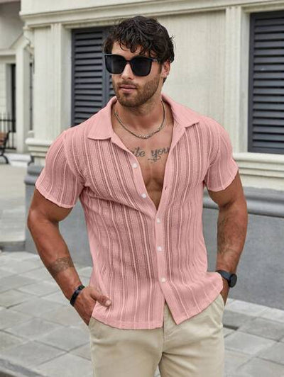 Marco Marino™ Herren Sommerhemd in Unifarben, leicht und atmungsaktiv.