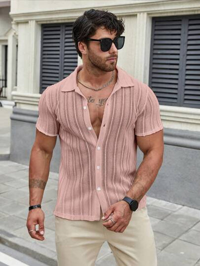 Marco Marino™ Herren Sommerhemd in Unifarben, leicht und atmungsaktiv.