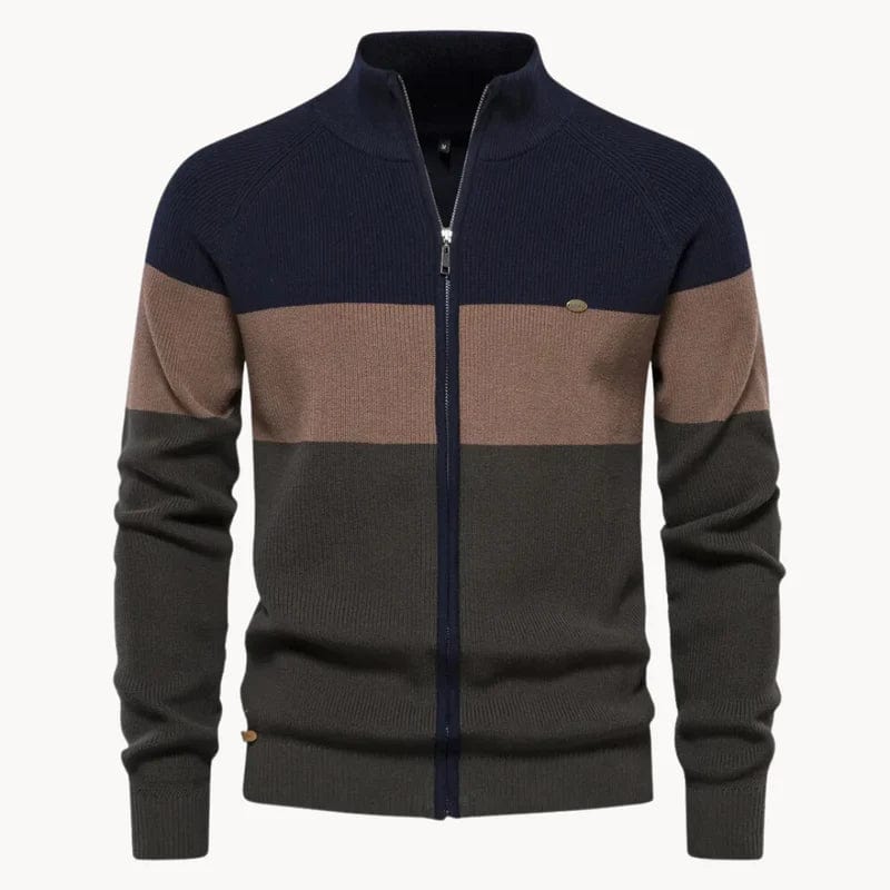 Moderner Strick-Cardigan für Herren mit Reißverschluss und weichem Material.