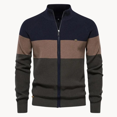 Moderner Strick-Cardigan für Herren mit Reißverschluss und weichem Material.