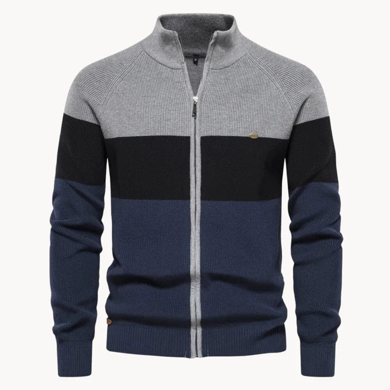 Moderner Strick-Cardigan für Herren mit Reißverschluss und weichem Material.