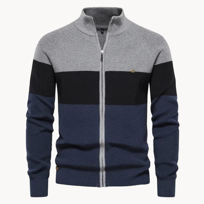 Moderner Strick-Cardigan für Herren mit Reißverschluss und weichem Material.