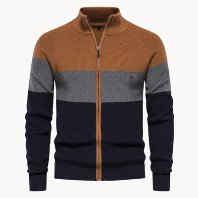 Moderner Strick-Cardigan für Herren mit Reißverschluss und weichem Material.