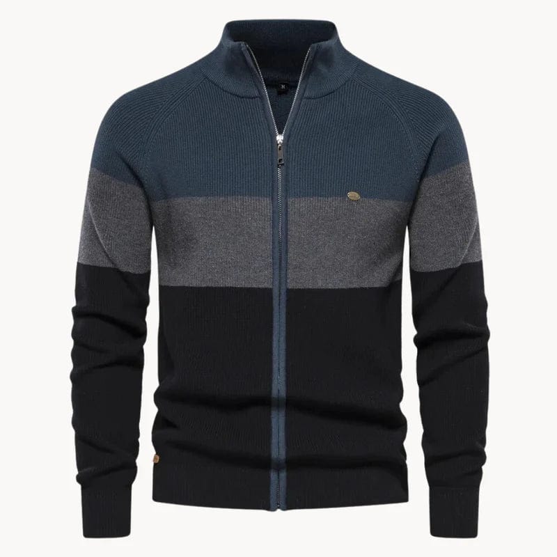 Moderner Strick-Cardigan für Herren mit Reißverschluss und weichem Material.