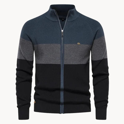 Moderner Strick-Cardigan für Herren mit Reißverschluss und weichem Material.