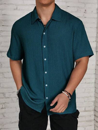 Marco Marino™ Herren Unifarben Button-Up Hemd für Freizeitkleidung in allen Jahreszeiten.