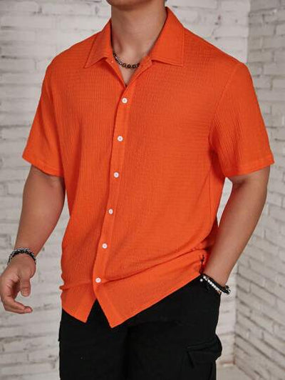 Marco Marino™ Herren Unifarben Button-Up Hemd für Freizeitkleidung in allen Jahreszeiten.