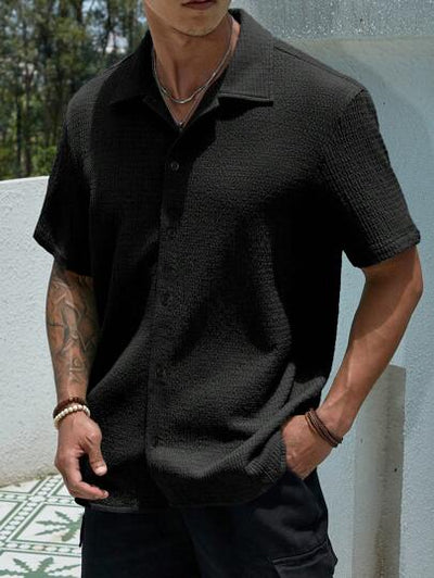 Marco Marino™ Herren Unifarben Button-Up Hemd für Freizeitkleidung in allen Jahreszeiten.