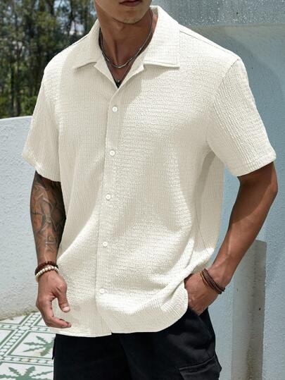 Marco Marino™ Herren Unifarben Button-Up Hemd für Freizeitkleidung in allen Jahreszeiten.