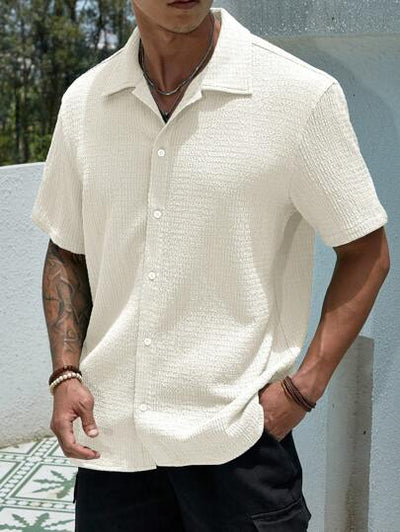Marco Marino™ Herren Unifarben Button-Up Hemd für Freizeitkleidung in allen Jahreszeiten.