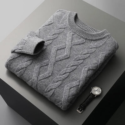 Herren Kaschmirpullover mit Textur, warm, elegant und hochwertig verarbeitet.