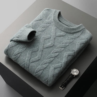 Herren Kaschmirpullover mit Textur, warm, elegant und hochwertig verarbeitet.