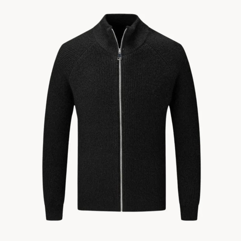 Eleganter Kaschmirpullover für Herren mit Reißverschluss, stilvoll und bequem.