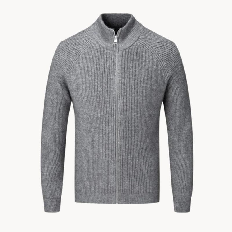 Eleganter Kaschmirpullover für Herren mit Reißverschluss, stilvoll und bequem.