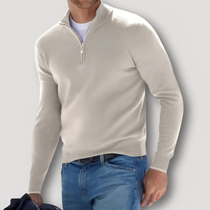 Marco Marino™ Herren Kaschmirpullover, Quarter-Zip, hochwertige Wolle, klassischer Stil.