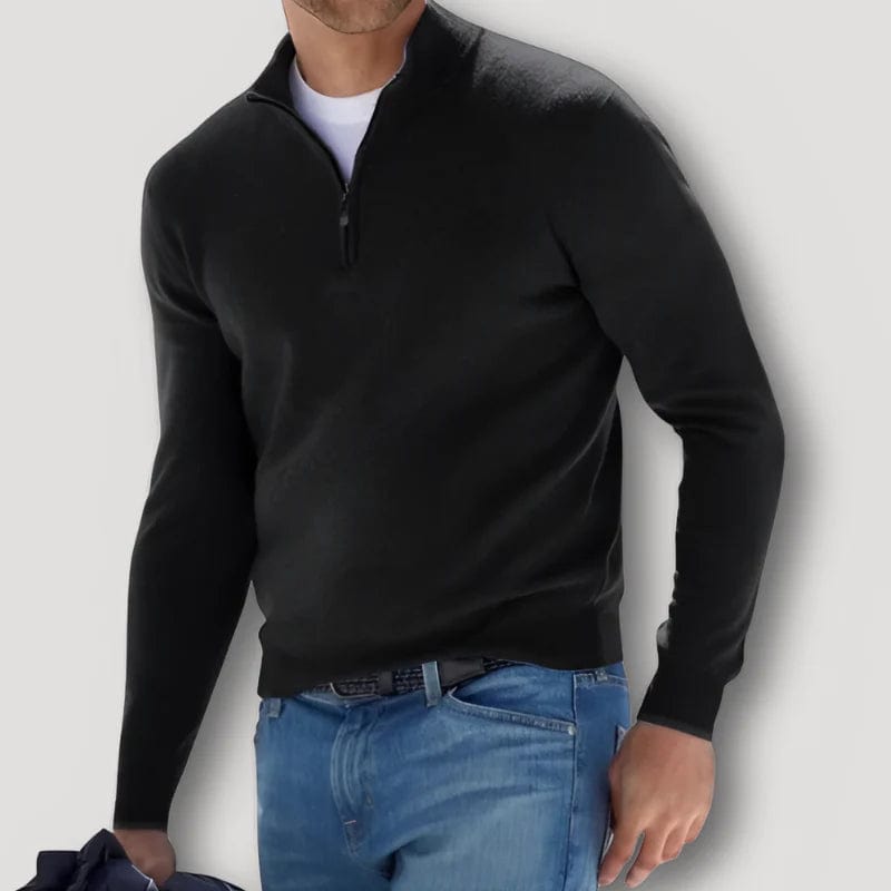 Marco Marino™ Herren Kaschmirpullover, Quarter-Zip, hochwertige Wolle, klassischer Stil.