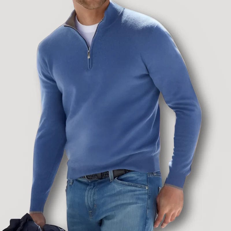 Marco Marino™ Herren Kaschmirpullover, Quarter-Zip, hochwertige Wolle, klassischer Stil.